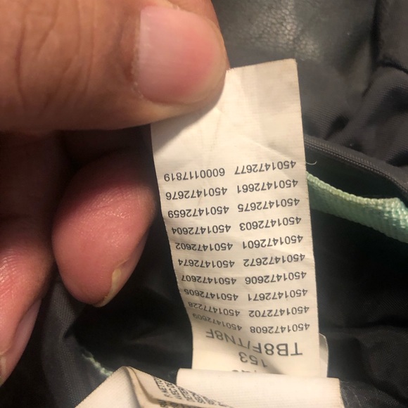 North Face Dark Gray Teal Blue Junior Mitten Winter Gloves Size Large - Picture 9 of 9